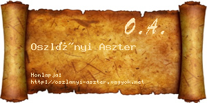 Oszlányi Aszter névjegykártya
